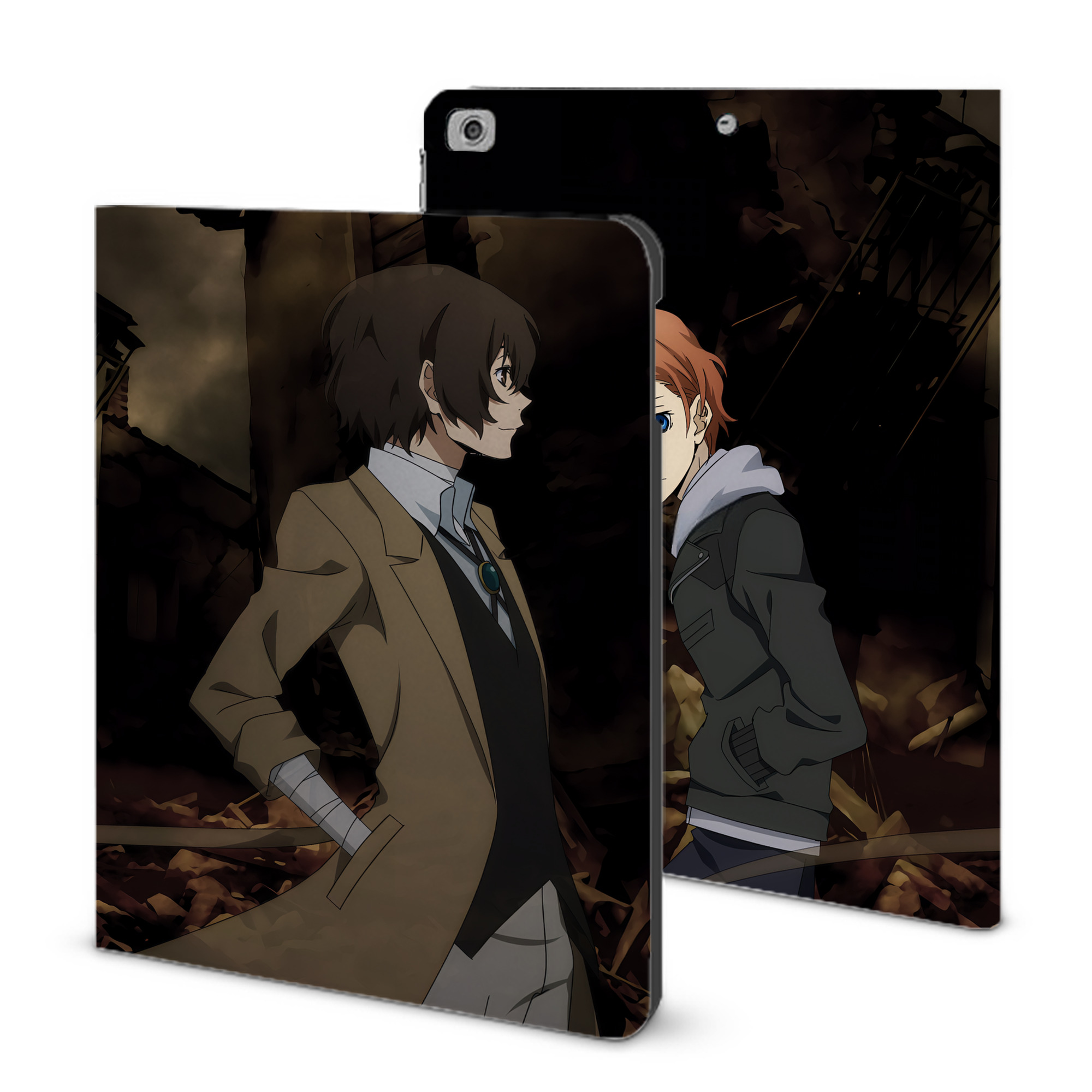 （画像用） 文豪ストレイドッグス Bungo Stray Dogs IPad ケース ブック型 PUレザー TPU 耐衝撃 軽量 薄型 ペン収納なし 全面保護 IPad 各モデル対応